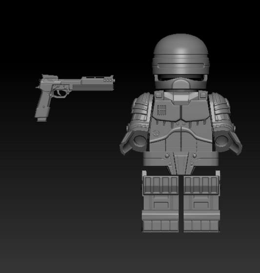 Custom 3D printed building toy robotic police officer