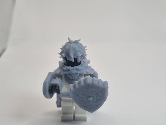 Lego compatible 3D printed custom guy with to many shields!