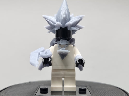 Building toy custom 3D printed card master with spikey hair!