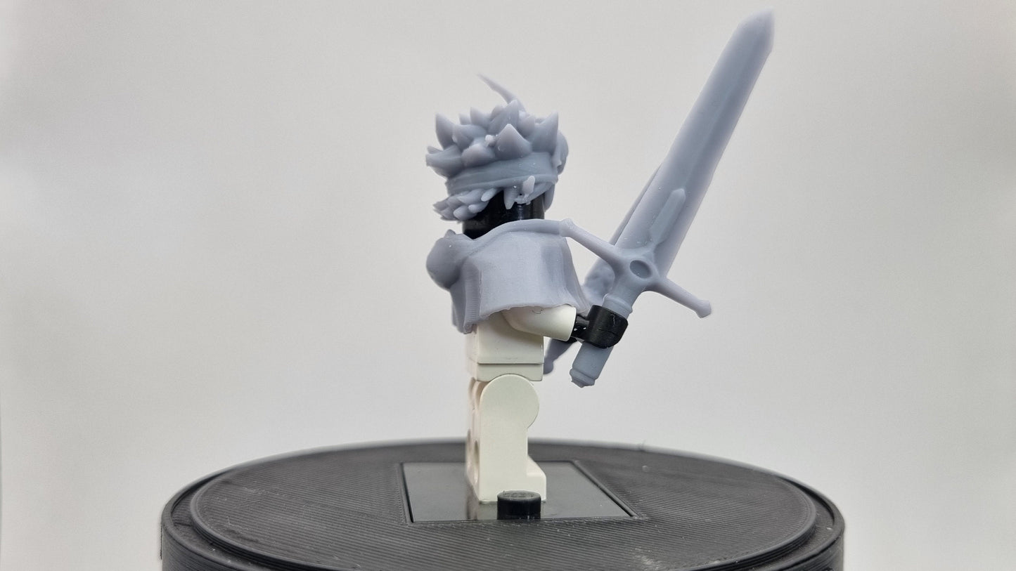 Building toy custom 3D printed small kid with two big swords!