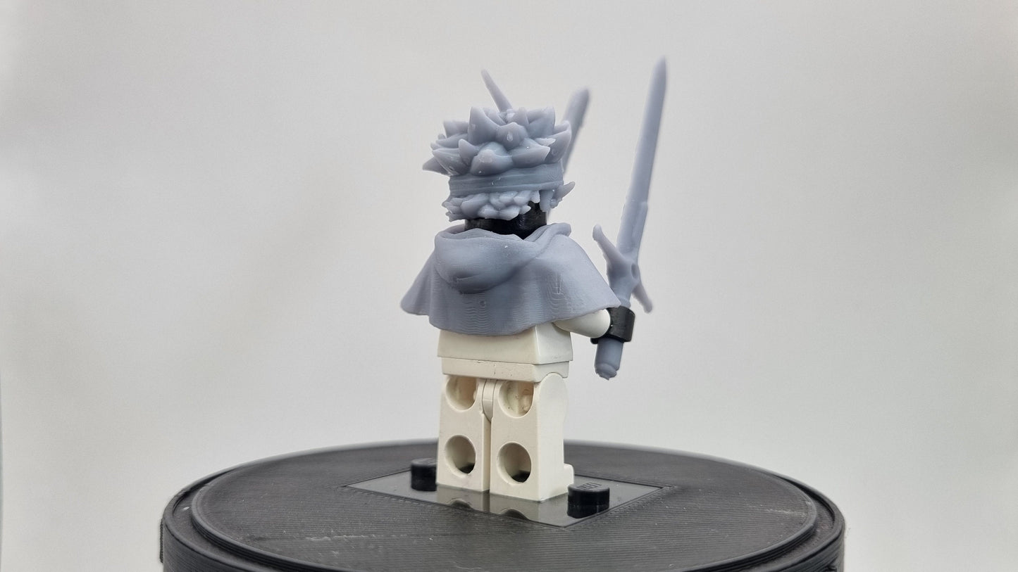 Building toy custom 3D printed small kid with two big swords!