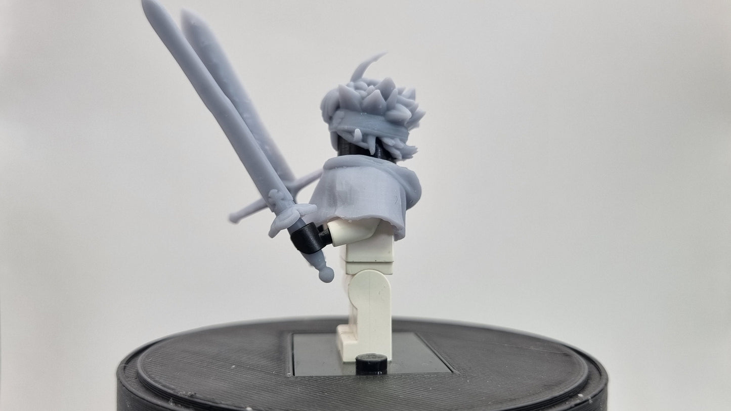 Building toy custom 3D printed small kid with two big swords!