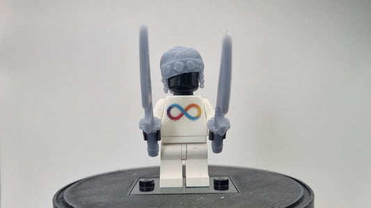 Custom 3D printed building toy double sword hero with bandana!