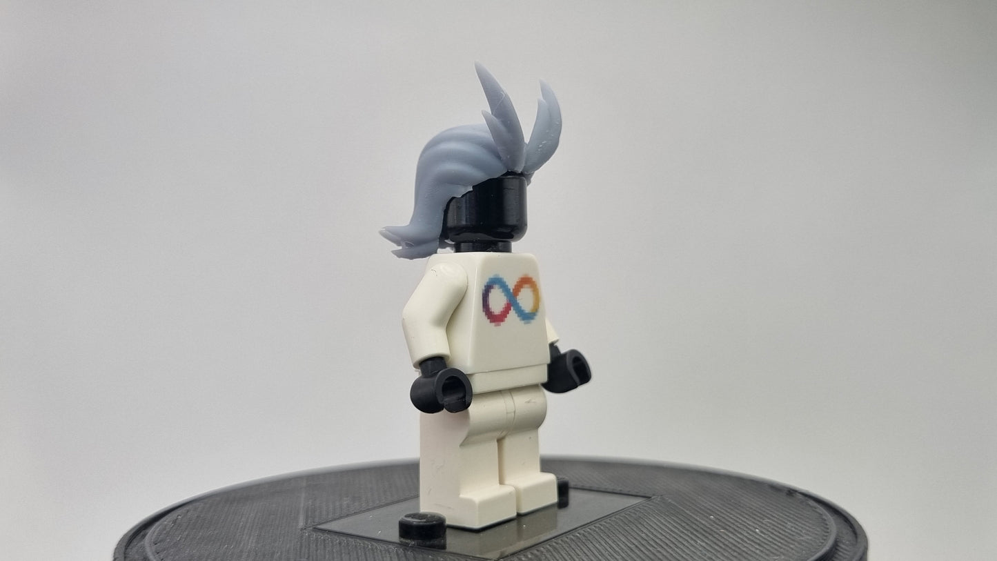Custom 3D printed building toy buffed guy hairpiece!